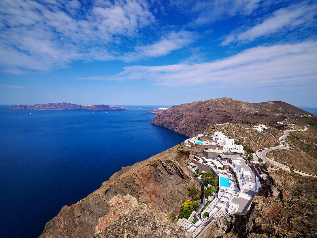 Hotels at the edge of the caldera, Santorini (Thira) Island, Cyclades, Greek Islands, Greece, Europe