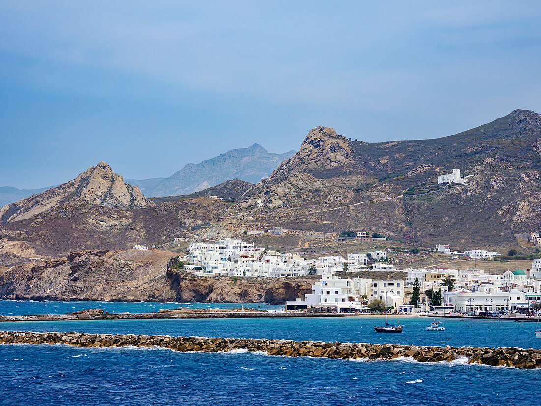 View towards Chora, Naxos City, Naxos Island, Cyclades, Greek Islands, Greece, Europe