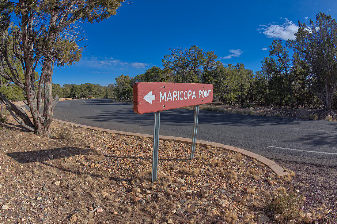 The entry sign for Maricopa Point, Grand Canyon, Arizona, United States of America, North America