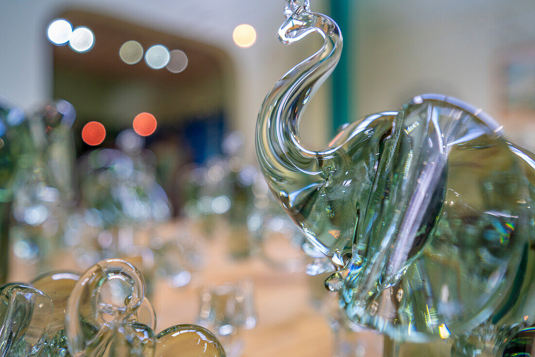 View of ornamental glass elephant at Ngwenya Glass-Eswatini, Ngwenya, Mbabane Eswatini, Africa