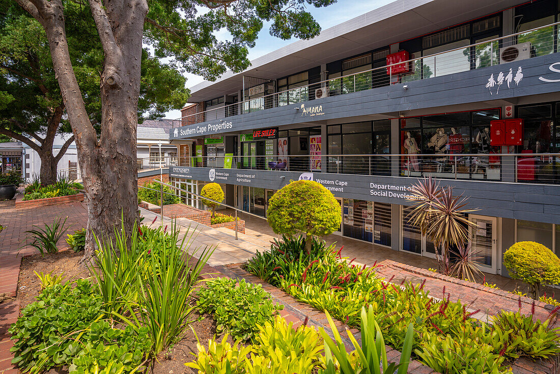 View of shops in the Demar Centre, Knysna Central, Knysna, Western Cape Province, South Africa, Africa