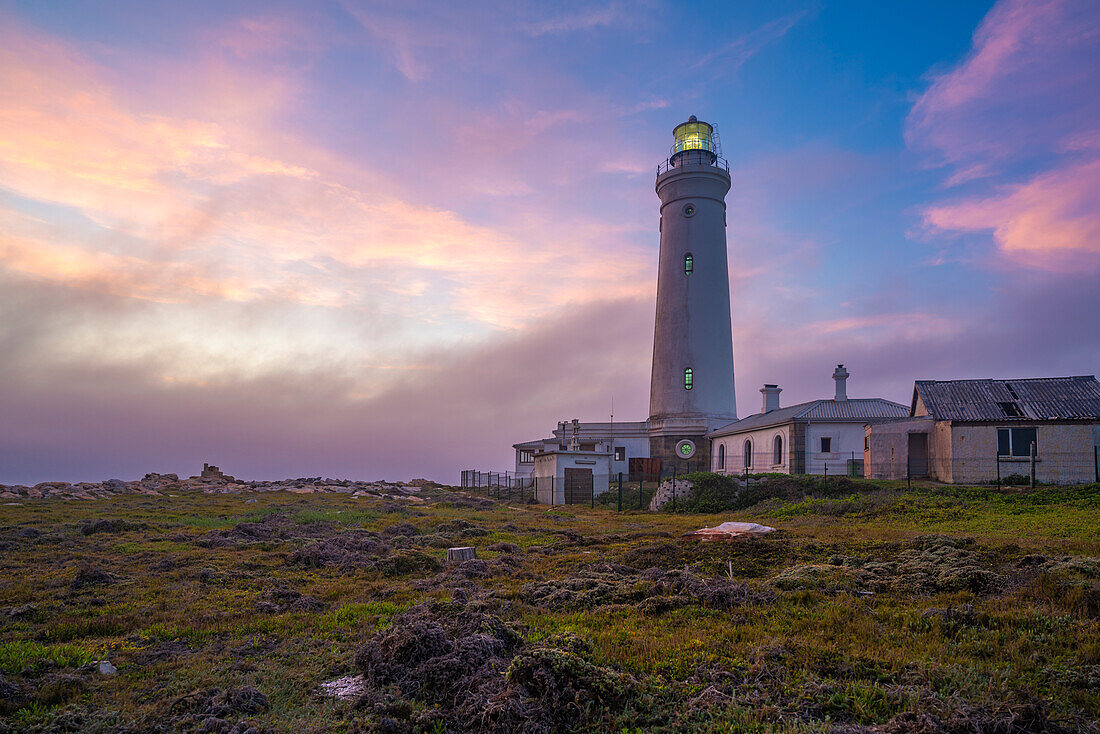 View of Seal Point Lighthouse at sunset, Cape St. Francis, Eastern Cape Province, South Africa, Africa