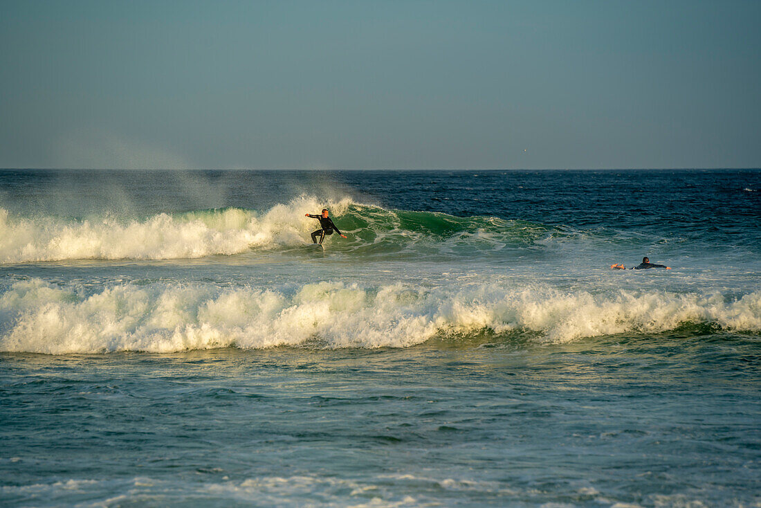 View of surfer, Cape St. Francis, Eastern Cape Province, South Africa, Africa