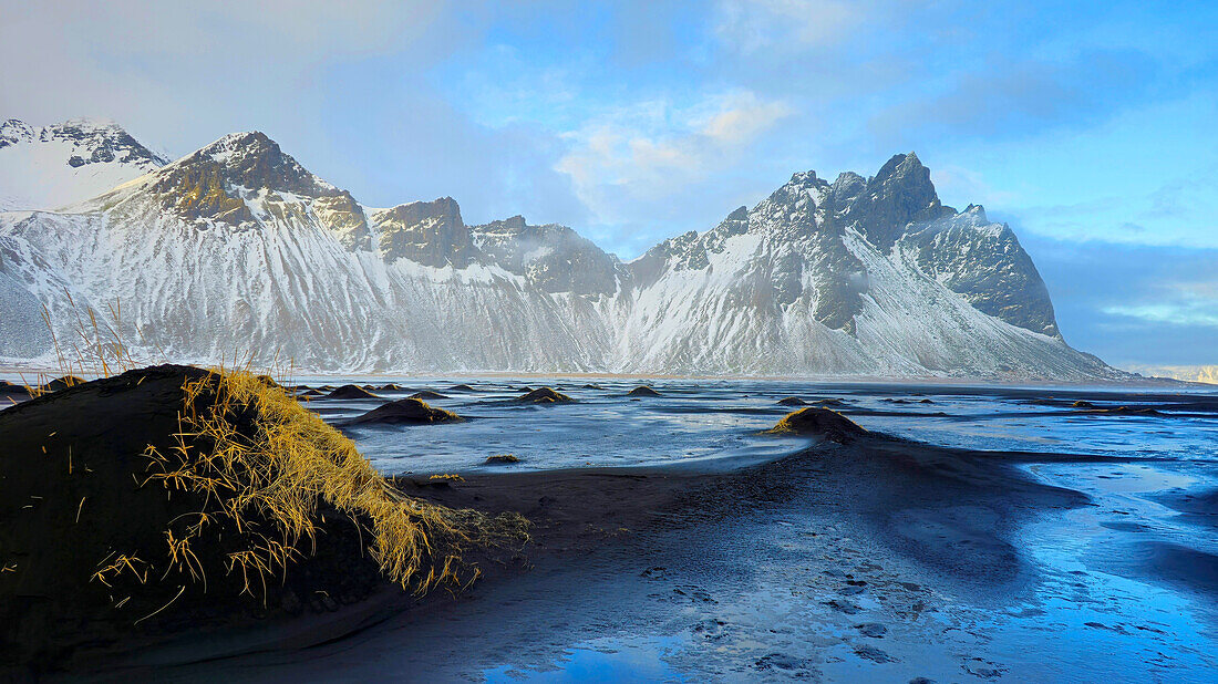 Vestrahorn Mountain and Stokksnes beach, south east Iceland, Polar Regions