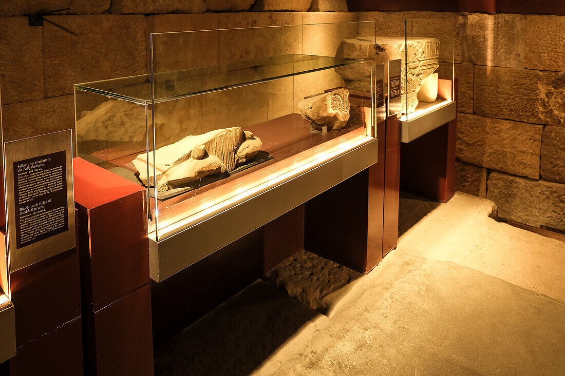 Interior of the ancient Nubian Temple of Debod, dismantled as part of the International Campaign to Save the Monuments of Nubia, rebuilt in Parque de la Montana, Madrid, Spain, Europe