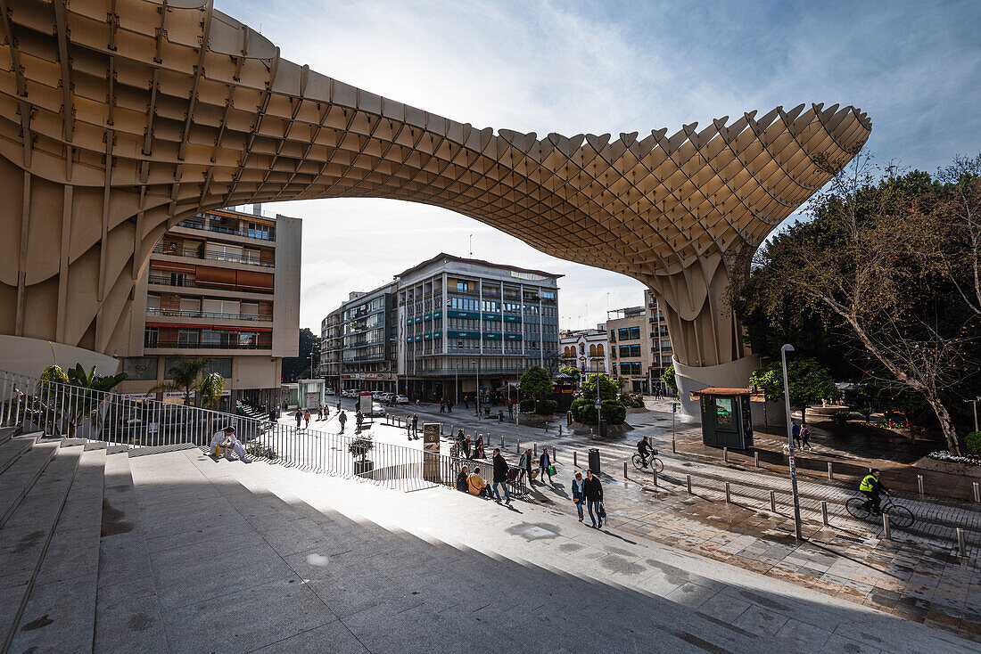 Setas de Sevilla (Metropol Parasol), eine der größten Holzkonstruktionen der modernen Architektur, Sevilla, Andalusien, Spanien, Europa