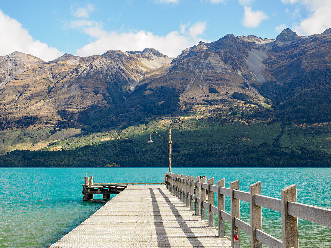 Pier at Glenorchy on Lake Wakatipu near Queenstown, Otago, South Island, New Zealand, Pacific