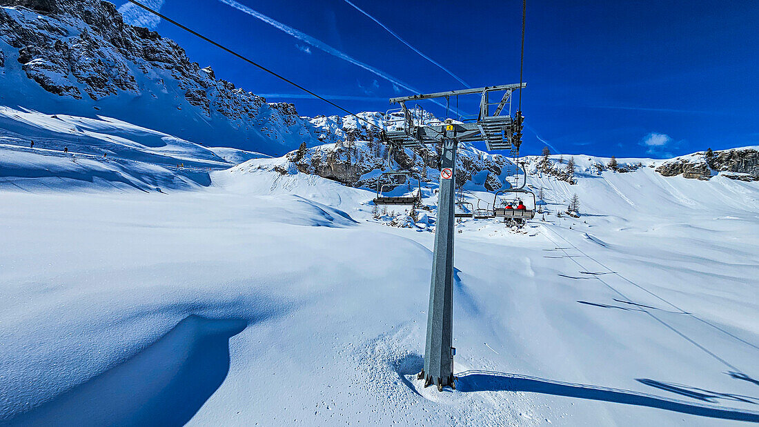 Ski lift, winter sports, Dolomites, Italy, Europe