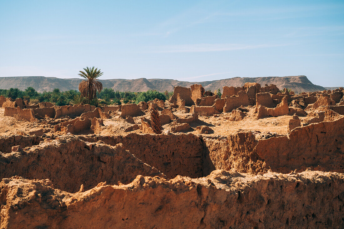 Ruinen des antiken Dorfes Germa, Hauptstadt des Garamantenreichs, in der Region Fezzan, Libyen, Nordafrika, Afrika