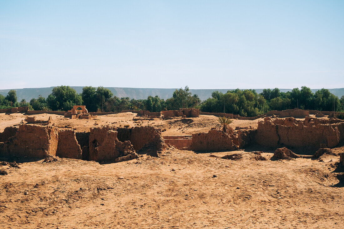 Ruins of the ancient village of Germa, capital of the Garamantes empire, in the Fezzan region, Libya, North Africa, Africa