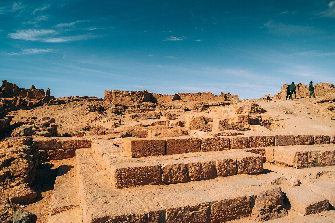 Ruinen des antiken Dorfes Germa, Hauptstadt des Garamantenreichs, in der Region Fezzan, Libyen, Nordafrika, Afrika