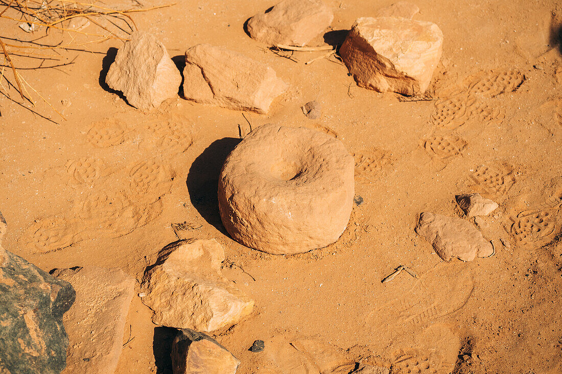 Ruinen des antiken Dorfes Germa, Hauptstadt des Garamantenreichs, in der Region Fezzan, Libyen, Nordafrika, Afrika