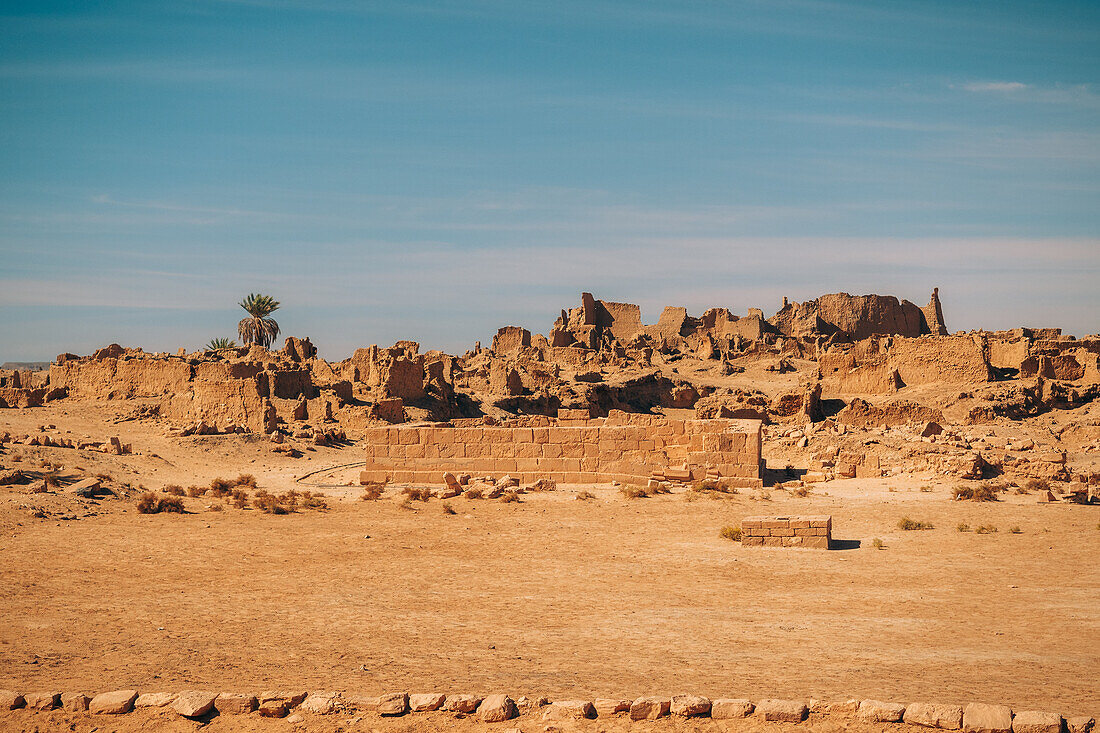 Ruinen des antiken Dorfes Germa, Hauptstadt des Garamantenreichs, in der Region Fezzan, Libyen, Nordafrika, Afrika