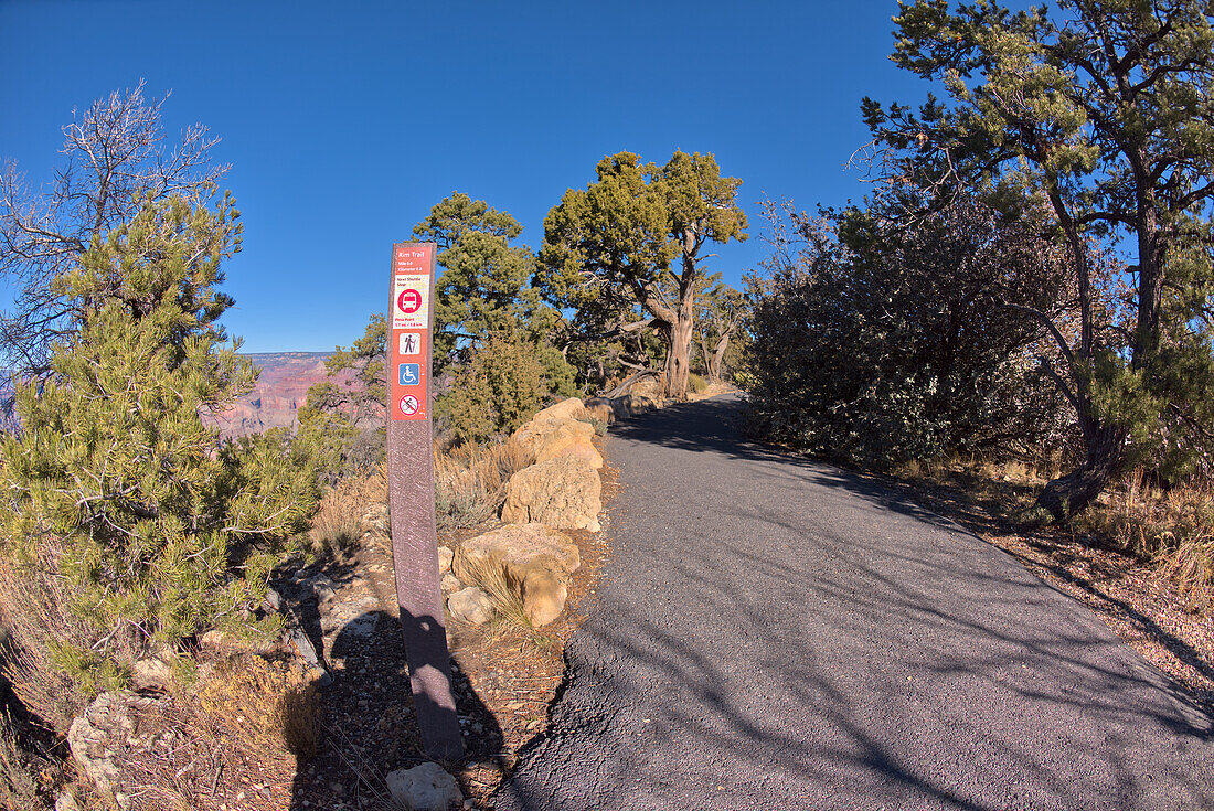 The paved Greenway Trail that runs between Hermits Rest and Pima Point at Grand Canyon, Arizona, United States of America, North America