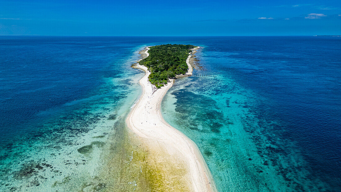 Luftaufnahme der kleinen Insel Santa Cruz, Zamboanga, Mindanao, Philippinen, Südostasien, Asien