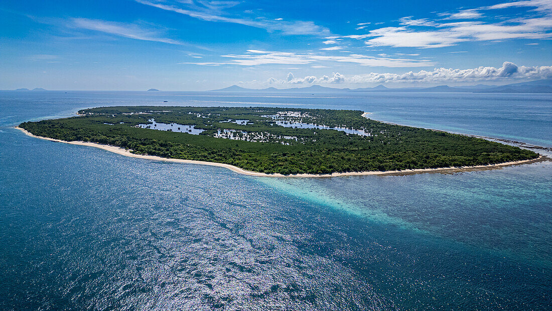 Aerial of Grande Santa Cruz Island, Zamboanga, Mindanao, Philippines, Southeast Asia, Asia