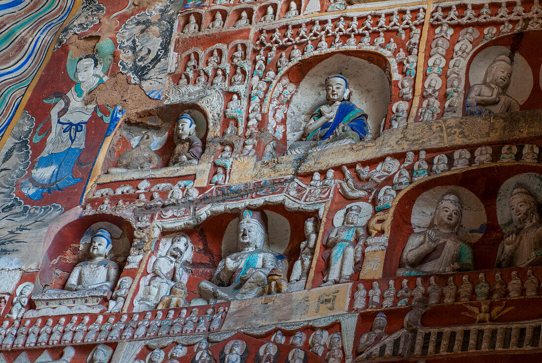 Die Yungang-Grotten, alte buddhistische Tempelgrotten, UNESCO-Welterbestätte, Shanxi, China, Asien