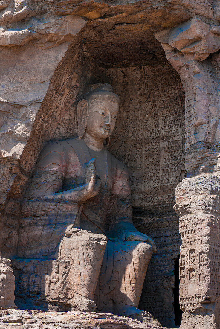 Die Yungang-Grotten, alte buddhistische Tempelgrotten, UNESCO-Welterbestätte, Shanxi, China, Asien