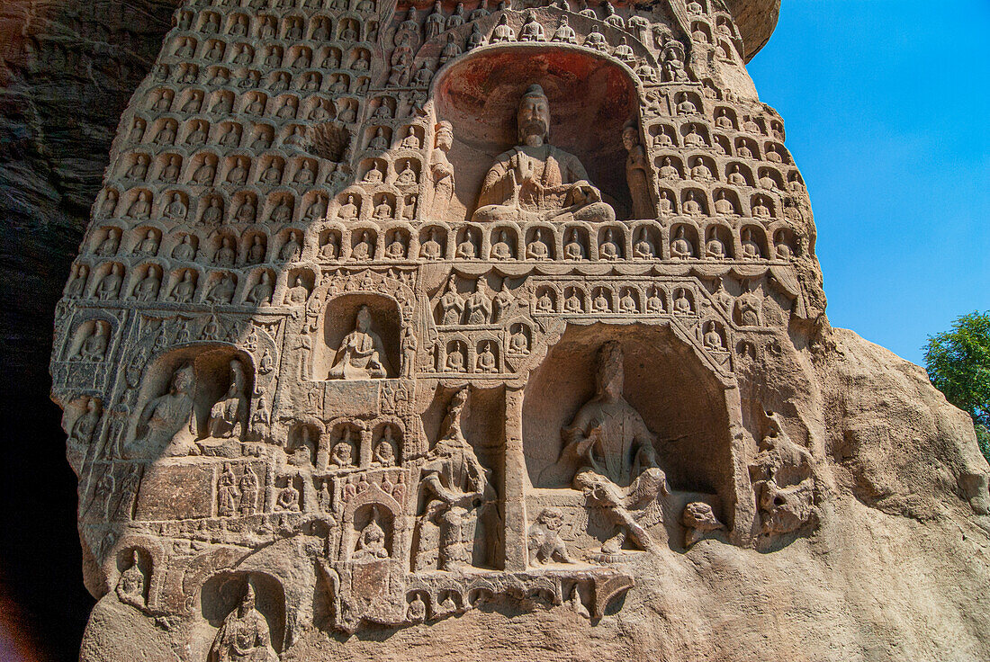 Die Yungang-Grotten, alte buddhistische Tempelgrotten, UNESCO-Welterbestätte, Shanxi, China, Asien