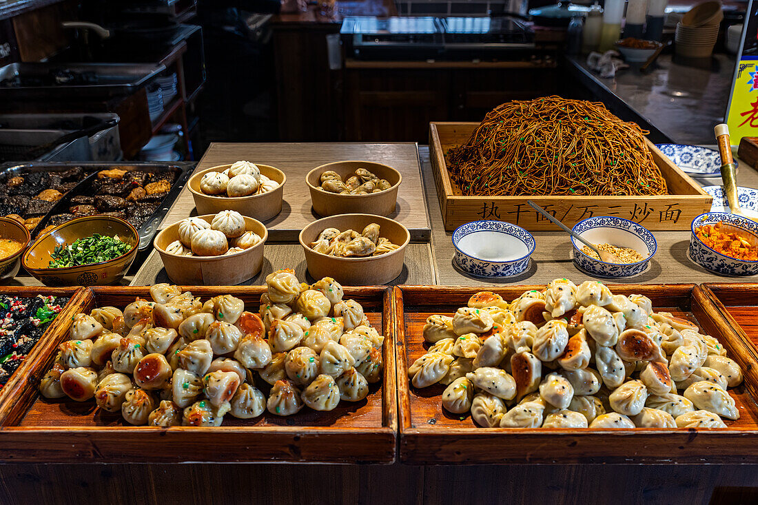 Local food in Zhouzhuang water town, Jiangsu, China, Asia