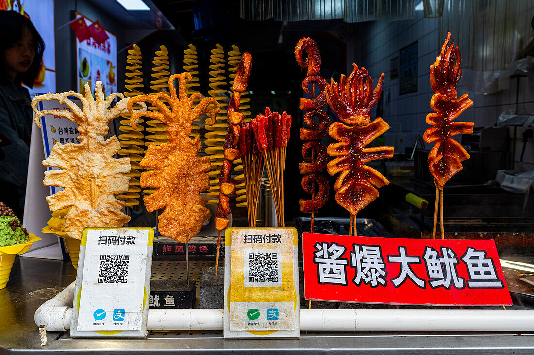 Meat for sale, Historic center of Zhangzhou, Fujian, China, Asia