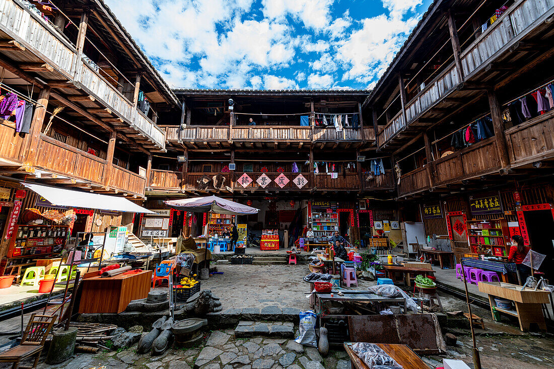 Tianluokeng, UNESCO-Weltkulturerbe, Fujian Tulou, ländliche Behausung der Hakka, Fujian, China, Asien