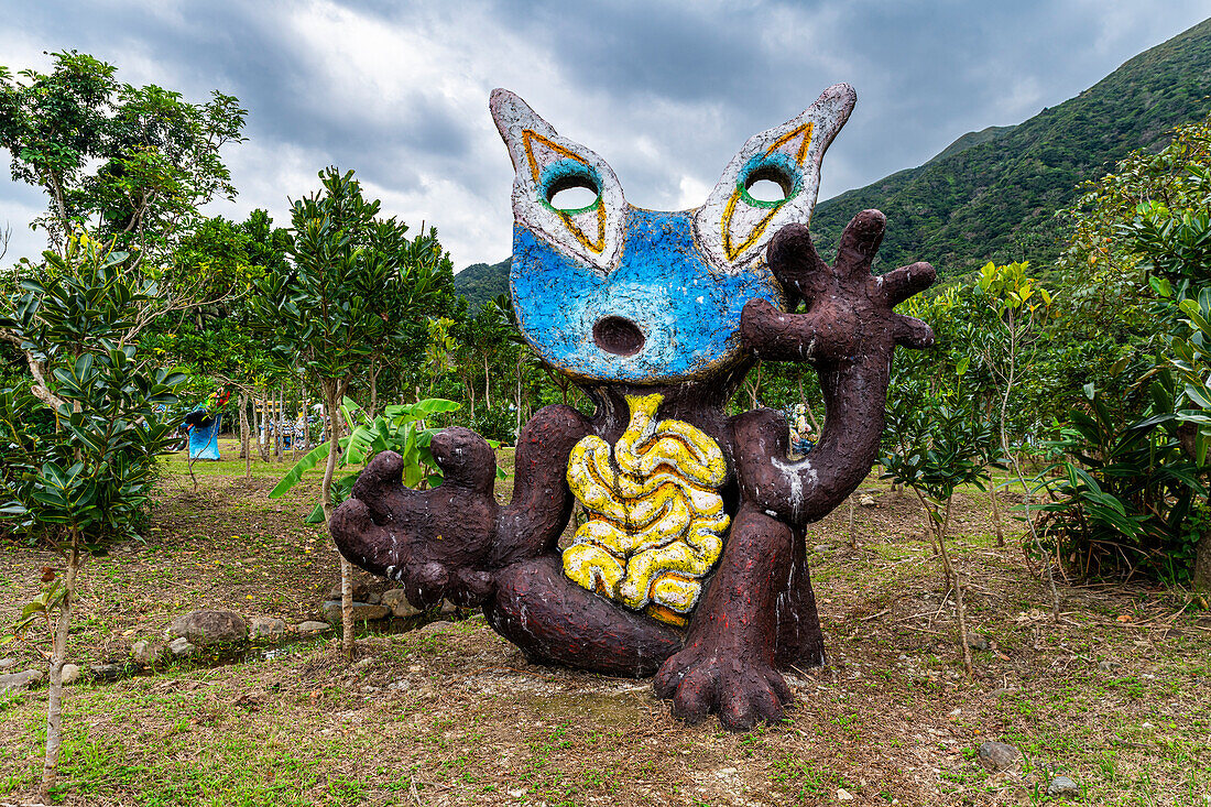 Eclectic Okinawan sculpture park near Yonehara Beach, Ishigaki, Yaeyama island group, Japan, Asia