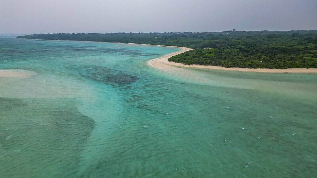 Aerial of Taketomi Island National Park, Ishigaki, Yaeyama island group, Japan, Asia