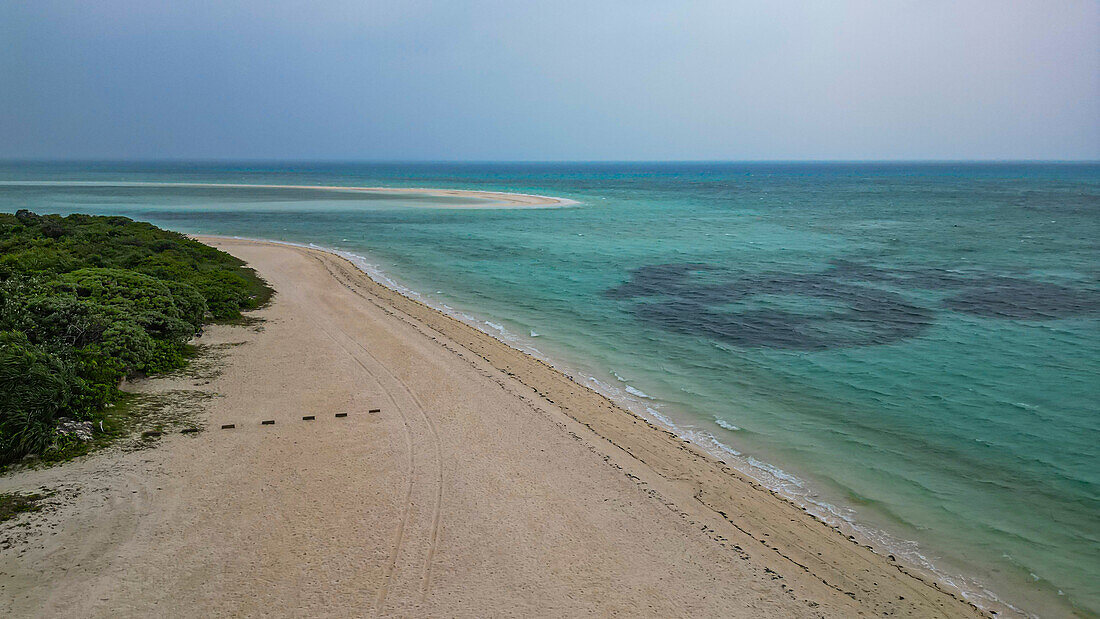 Aerial of Taketomi Island National Park, Ishigaki, Yaeyama island group, Japan, Asia