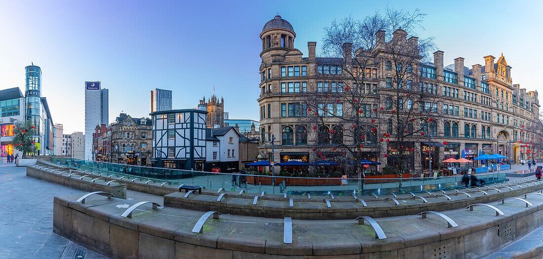 Blick auf den Exchange Square, Manchester, Lancashire, England, Vereinigtes Königreich, Europa