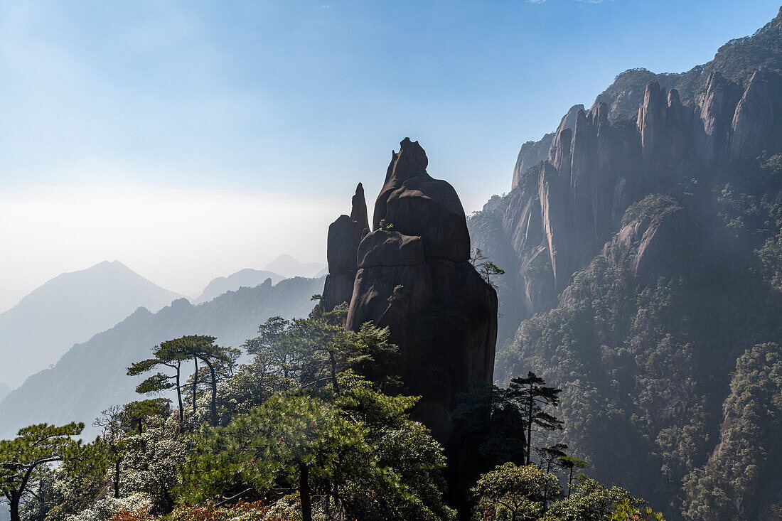 Giant granite pillar, The Taoist Sanqing Mountain, UNESCO World Heritage Site, Jiangxi, China, Asia