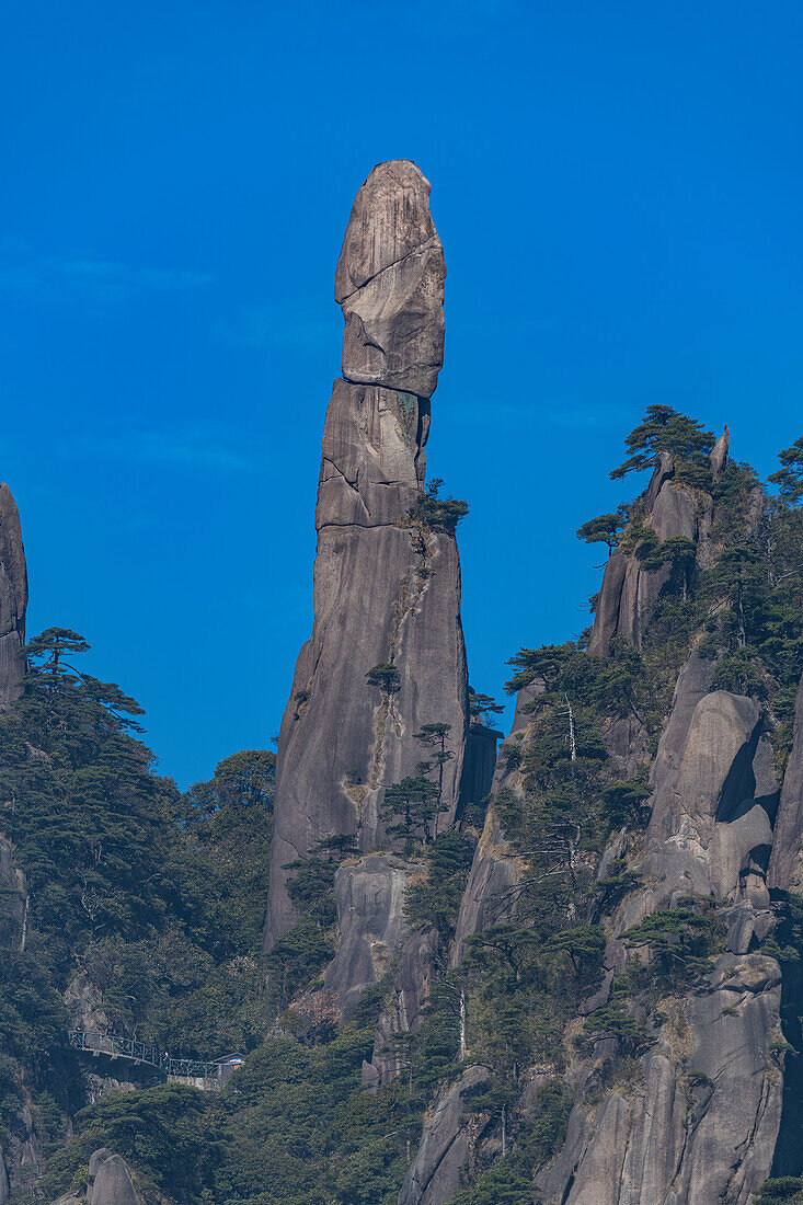 Giant granite pillar, The Taoist Sanqing Mountain, UNESCO World Heritage Site, Jiangxi, China, Asia