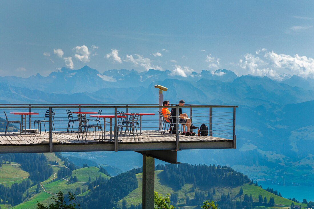 Sun terrace on Rigi-Kulm Mountain, Lake Lucerne, Canton Lucerne, Switzerland, Europe