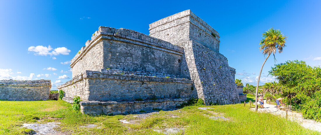 Blick auf Maya Castello Ruinen, Tulum, Quintana Roo, Karibikküste, Halbinsel Yucatan, Riviera Maya, Mexiko, Nordamerika