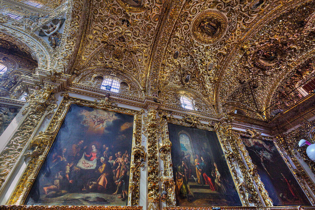 Paintings by Jose Rodriquez Carnero, Chapel of the Rosario, 1690, Santo Domingo Church, Historic Center, UNESCO World Heritage Site, Puebla, Puebla State, Mexico, North America