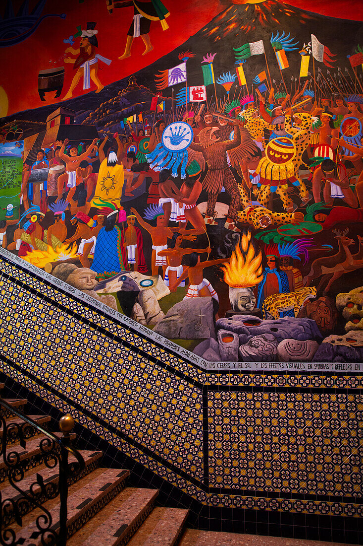 Interior, Municipal Palace, 17th century, with Frescoes, Atlixco, Pueblos Magicos, Puebla State, Mexico, North America