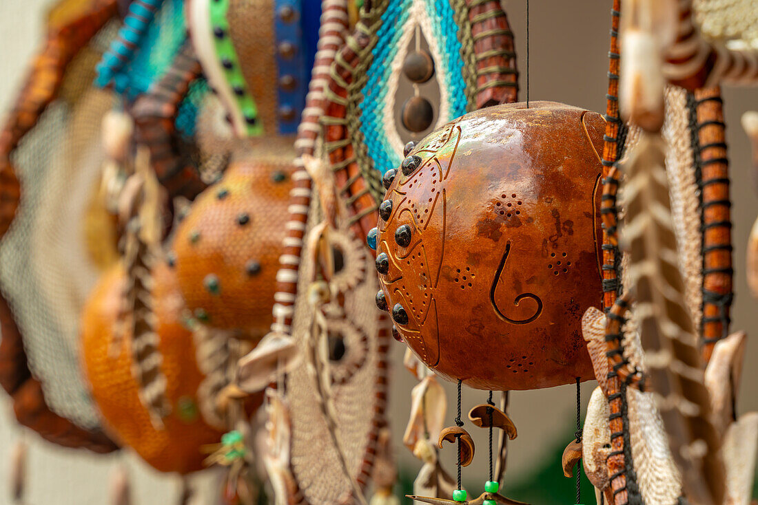 Blick auf Souvenirs in der Nähe von Puerto Morelos, Karibikküste, Yucatan-Halbinsel, Riviera Maya, Mexiko, Nordamerika