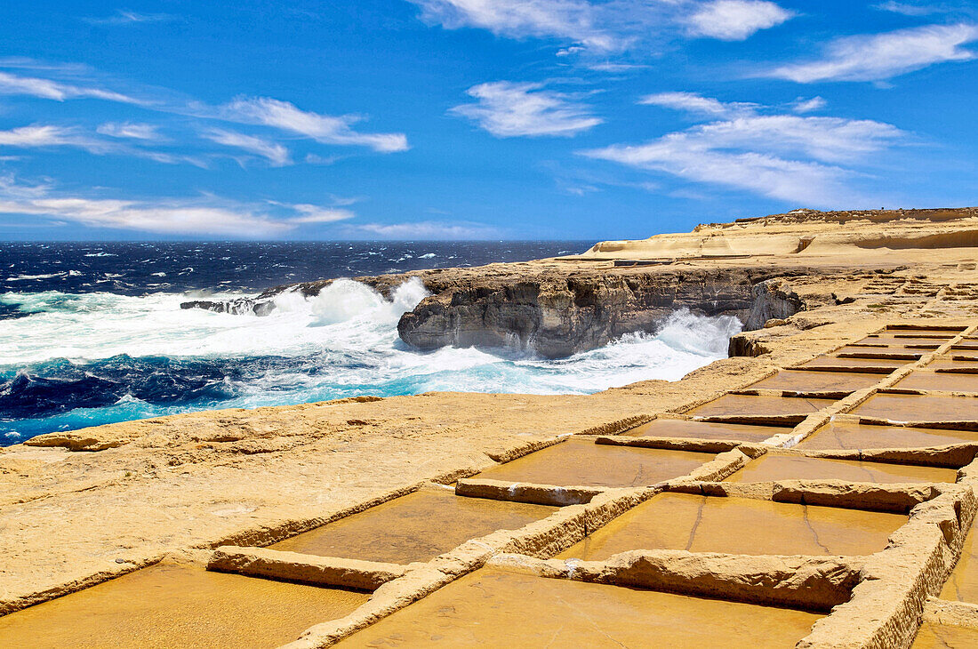 Die Salzpfannen von Xwejni, Gozo, Malta, Mittelmeer, Europa