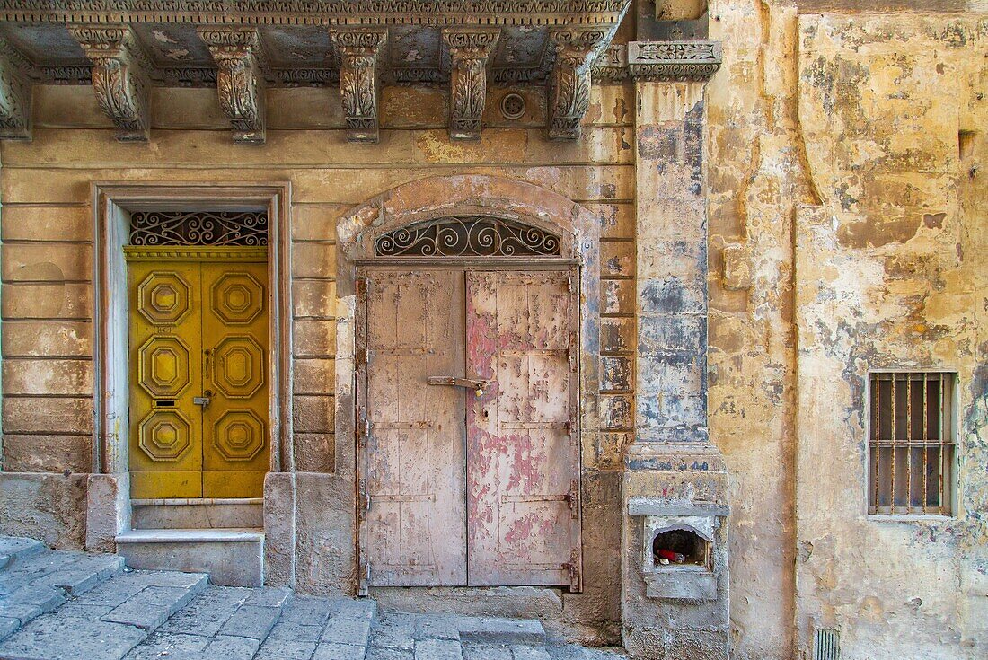 Old doorways in central Valletta, Malta, Mediterranean, Europe