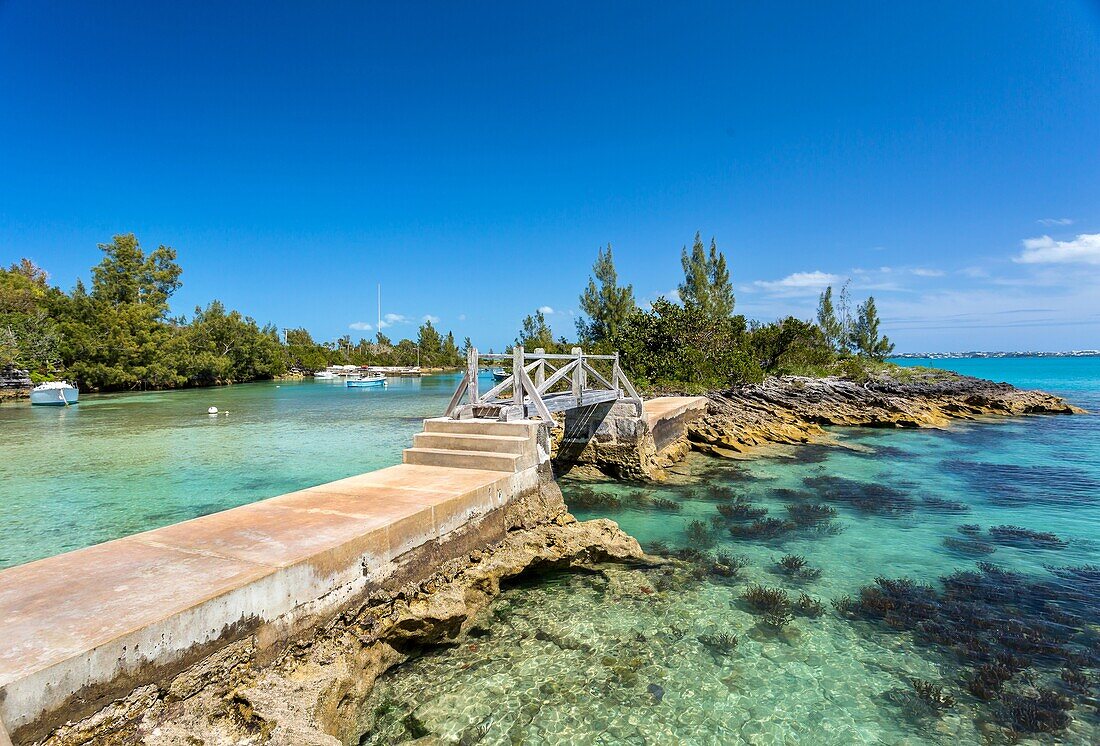 Fußgängerbrücke von Ireland Island nach Hospital Island, Sandys, Bermuda, Nordatlantik, Nordamerika