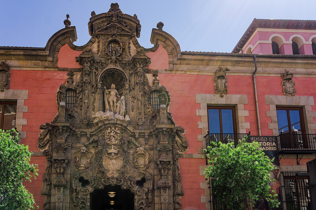 Fassade des Historischen Museums von Madrid, altes Waisenhausgebäude mit barocker Fassade, Madrid, Spanien, Europa