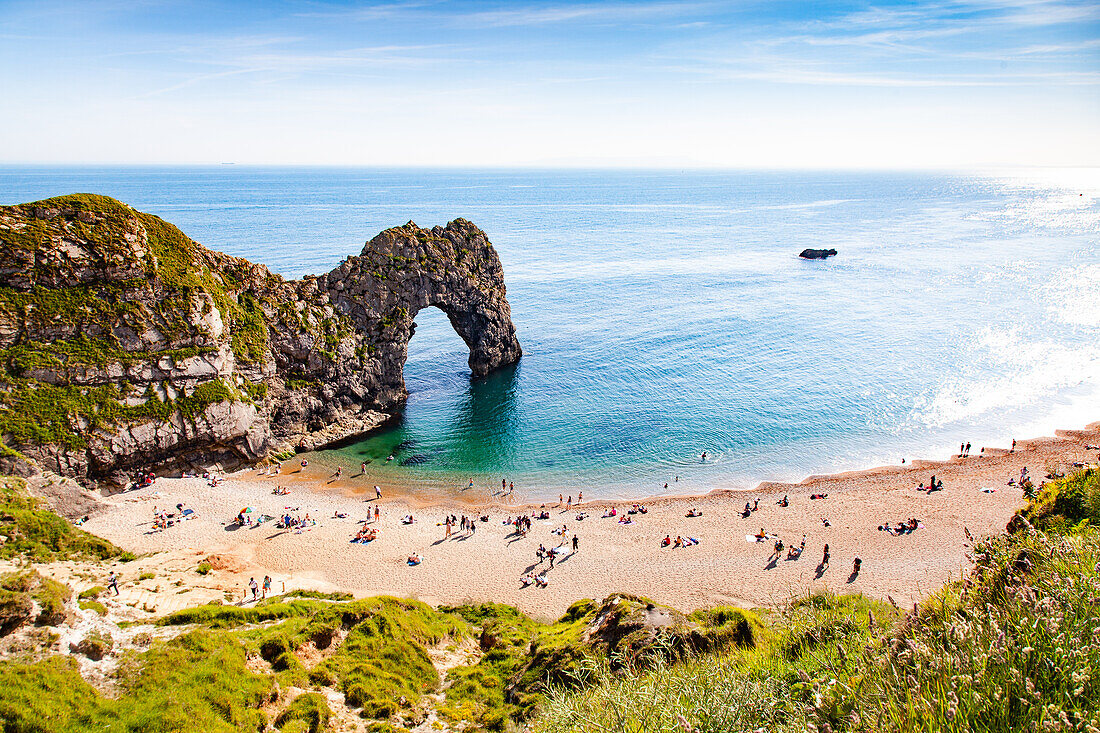 Durdle Door, Jurassic Coast, UNESCO-Weltnaturerbe, Dorset, England, Vereinigtes Königreich, Europa