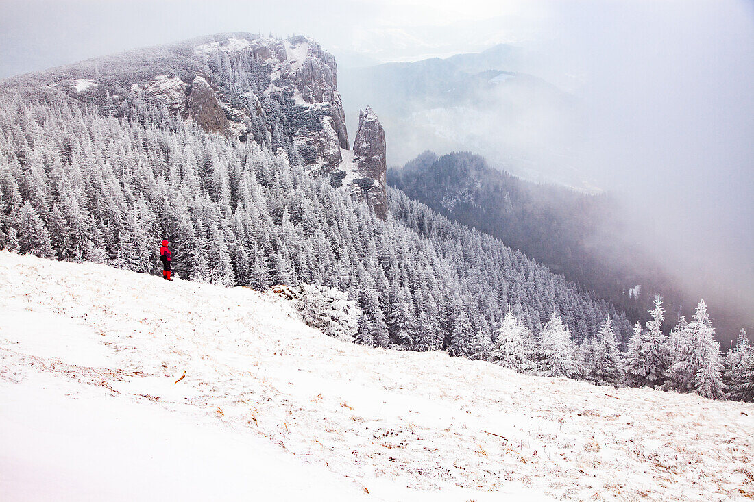 Winter landscape in Ceahlau mountains, Romania, Europe