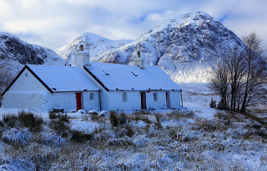 Black Rock Cottage, Rannoch Moor, Highlands, Schottland, Vereinigtes Königreich, Europa