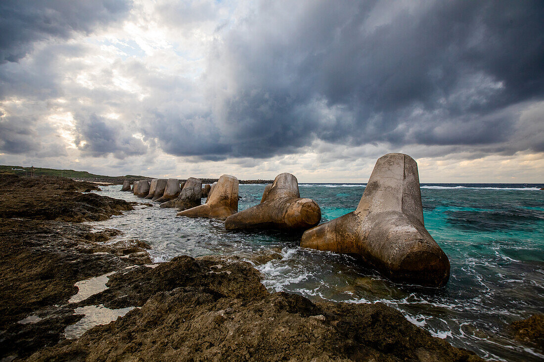 Tetrapods of Yonaguni Island, Yaeyama Islands, Japan, Asia