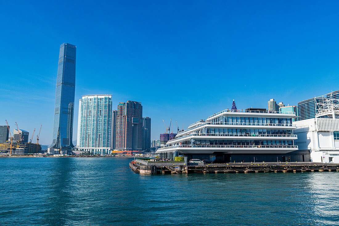 Highrise buildings in Victoria harbour, Hong Kong, China, Asia