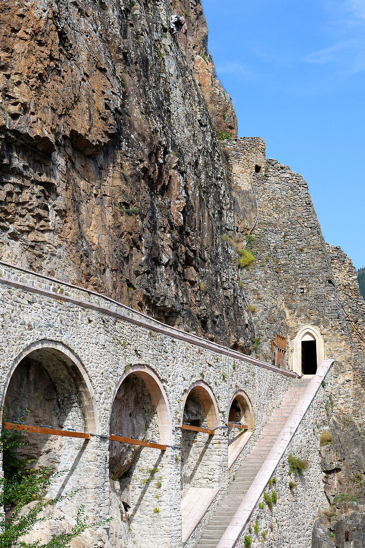 Eingang, Griechisch-orthodoxes Sumela-Kloster, Trabzon, Türkei, Kleinasien, Asien