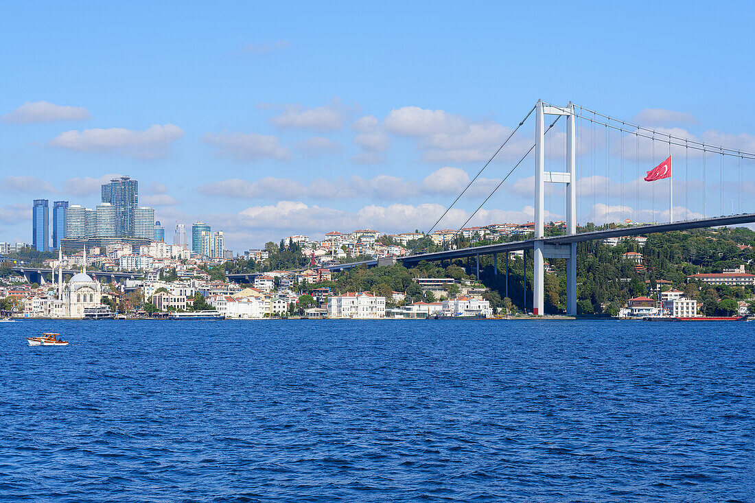 Bosphorus Bridge and Besiktas, Istanbul, Turkey, Europe