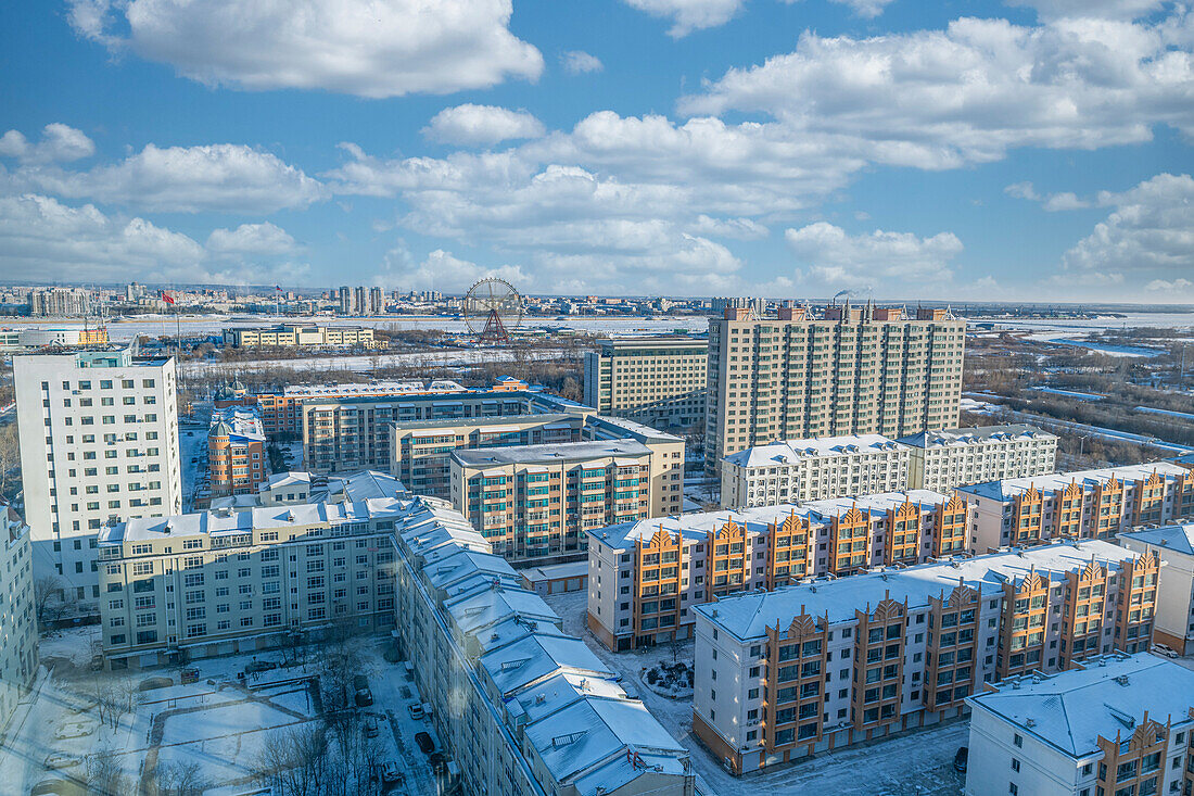 View over Heihe, Heilongjiang, China, Asia