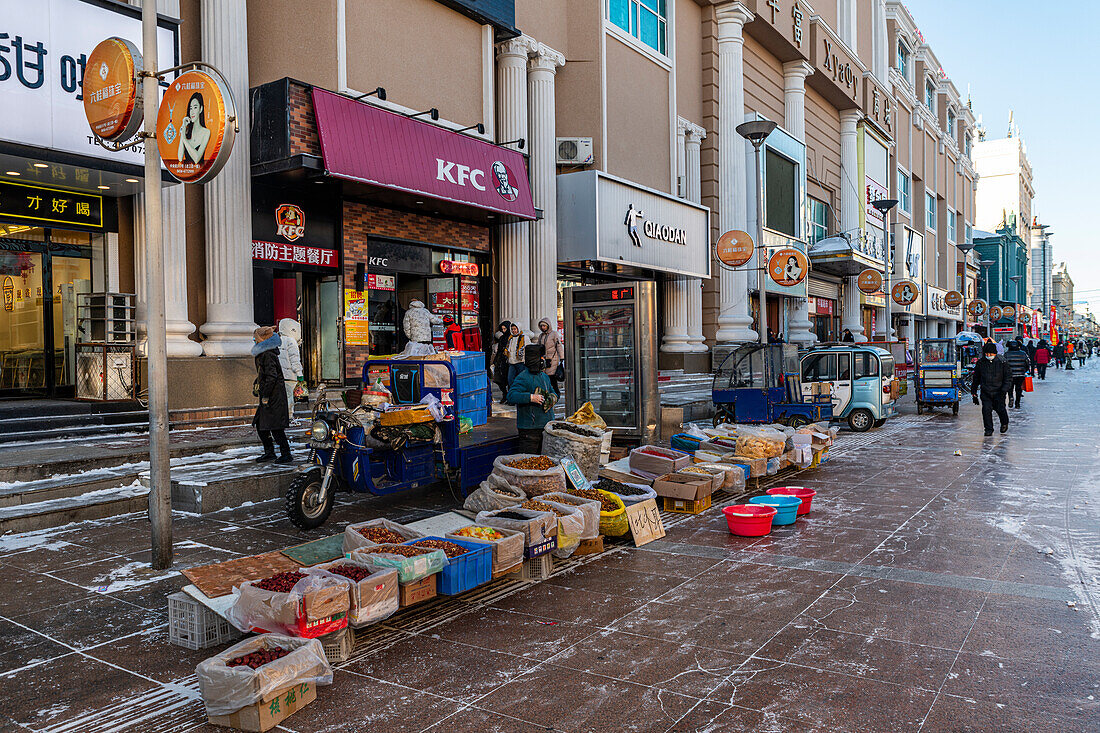 Straßenhändler in Heihe, Heilongjiang, China, Asien